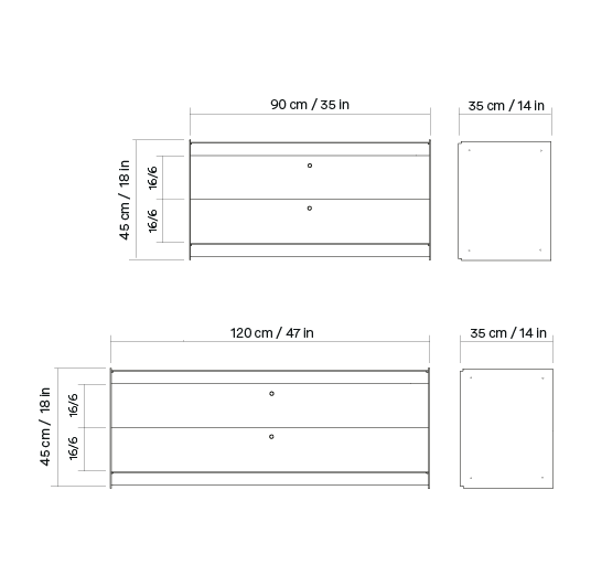 Plié Wall Unit 2 Short Drawers