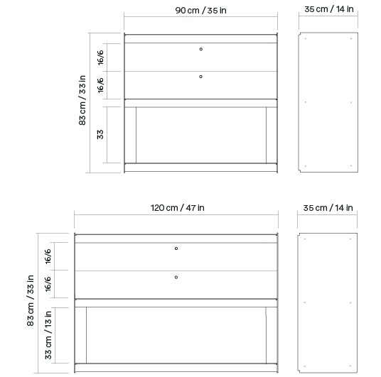 Plié Sideboard 2 Short Drawers