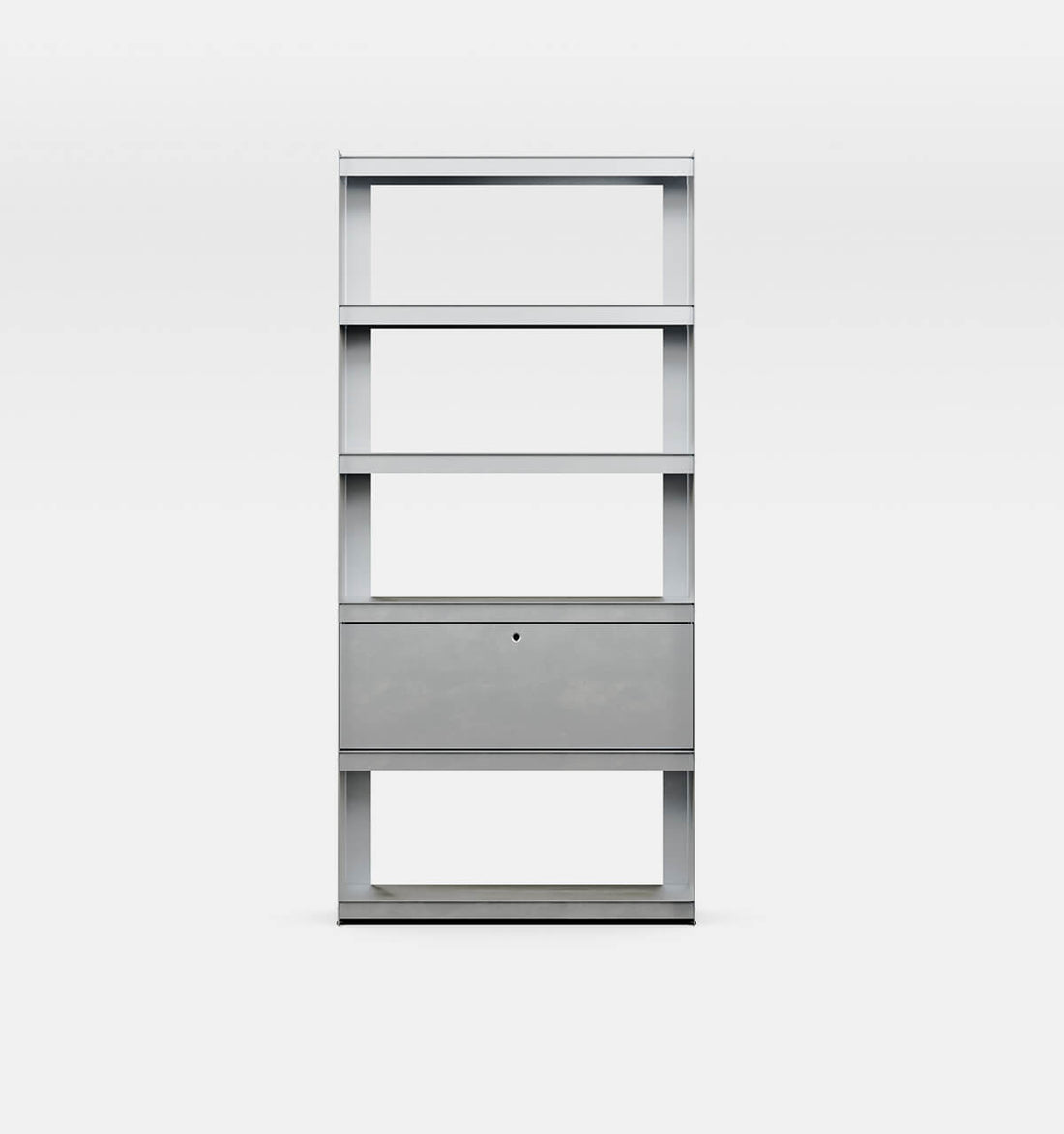 Plié Bookshelf 1 Tall Drawer Brushed Aluminium / 90 cm / 35 in