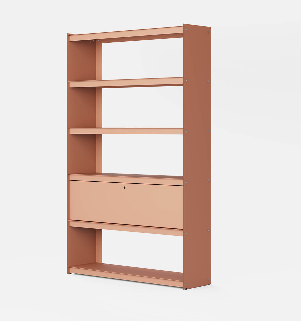 Plié Bookshelf 1 Tall Drawer Coral / 120 cm / 47 in