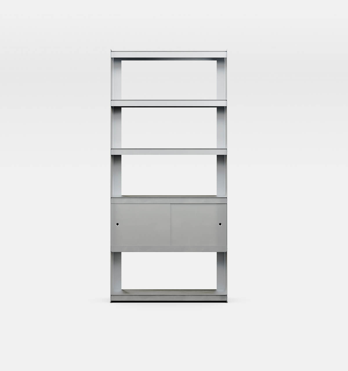 Plié Bookshelf 2 Doors Brushed Aluminium / 90 cm / 35 in