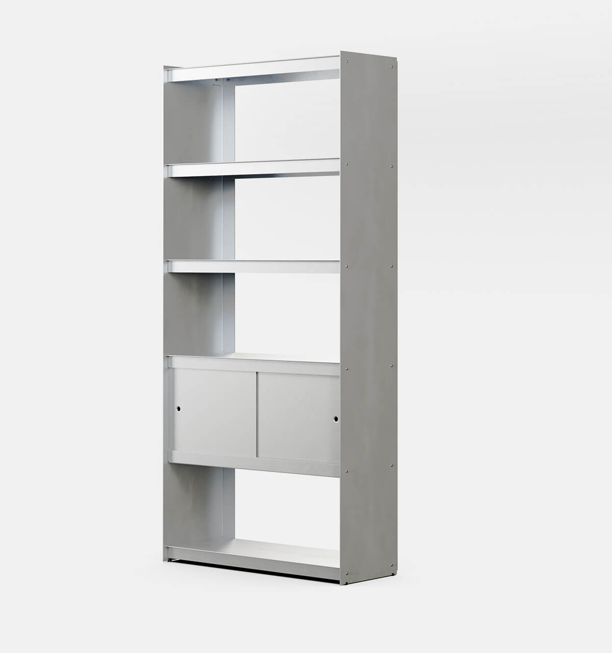 Plié Bookshelf 2 Doors Brushed Aluminium / 90 cm / 35 in