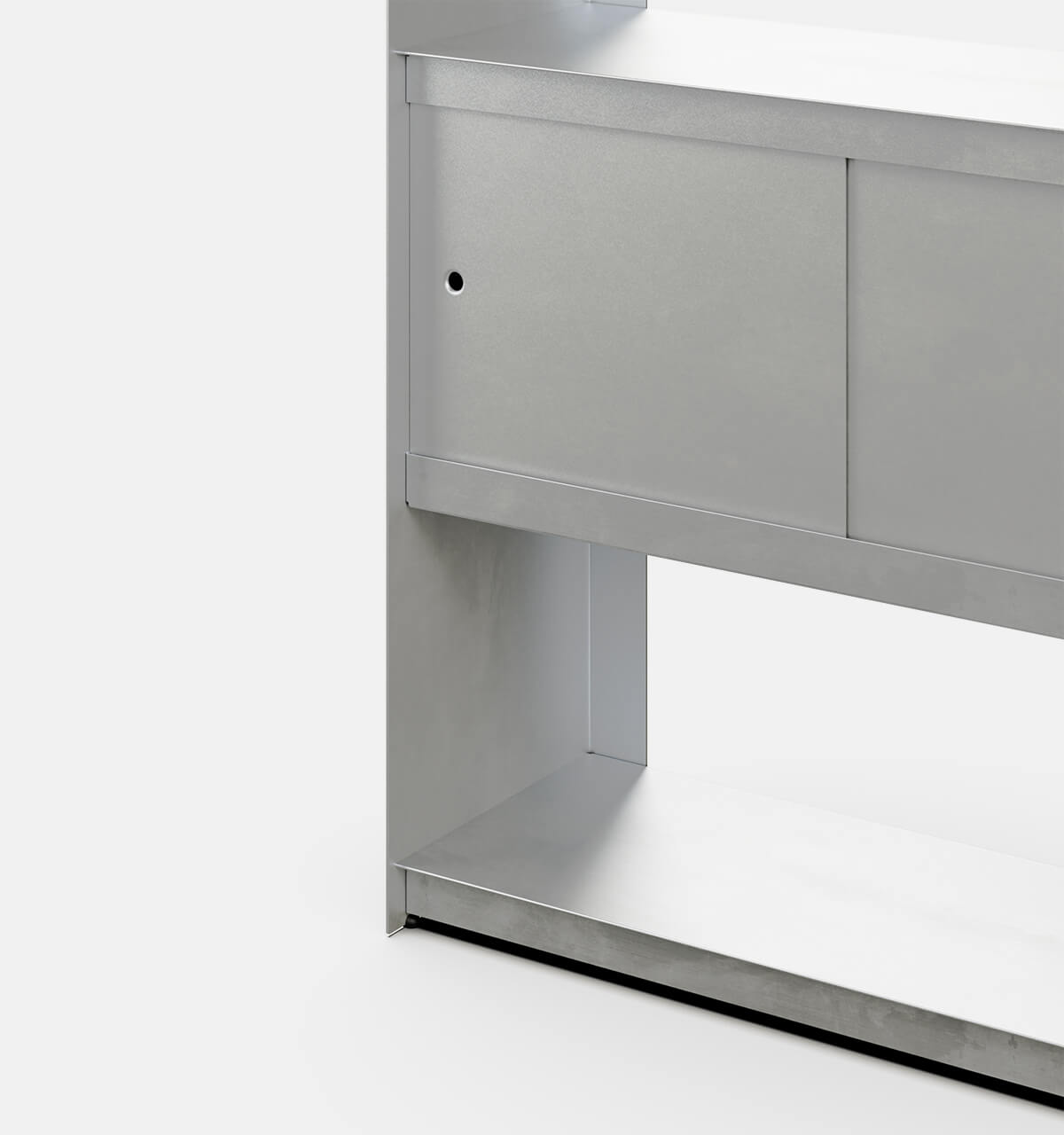 Plié Bookshelf 2 Doors Brushed Aluminium / 90 cm / 35 in