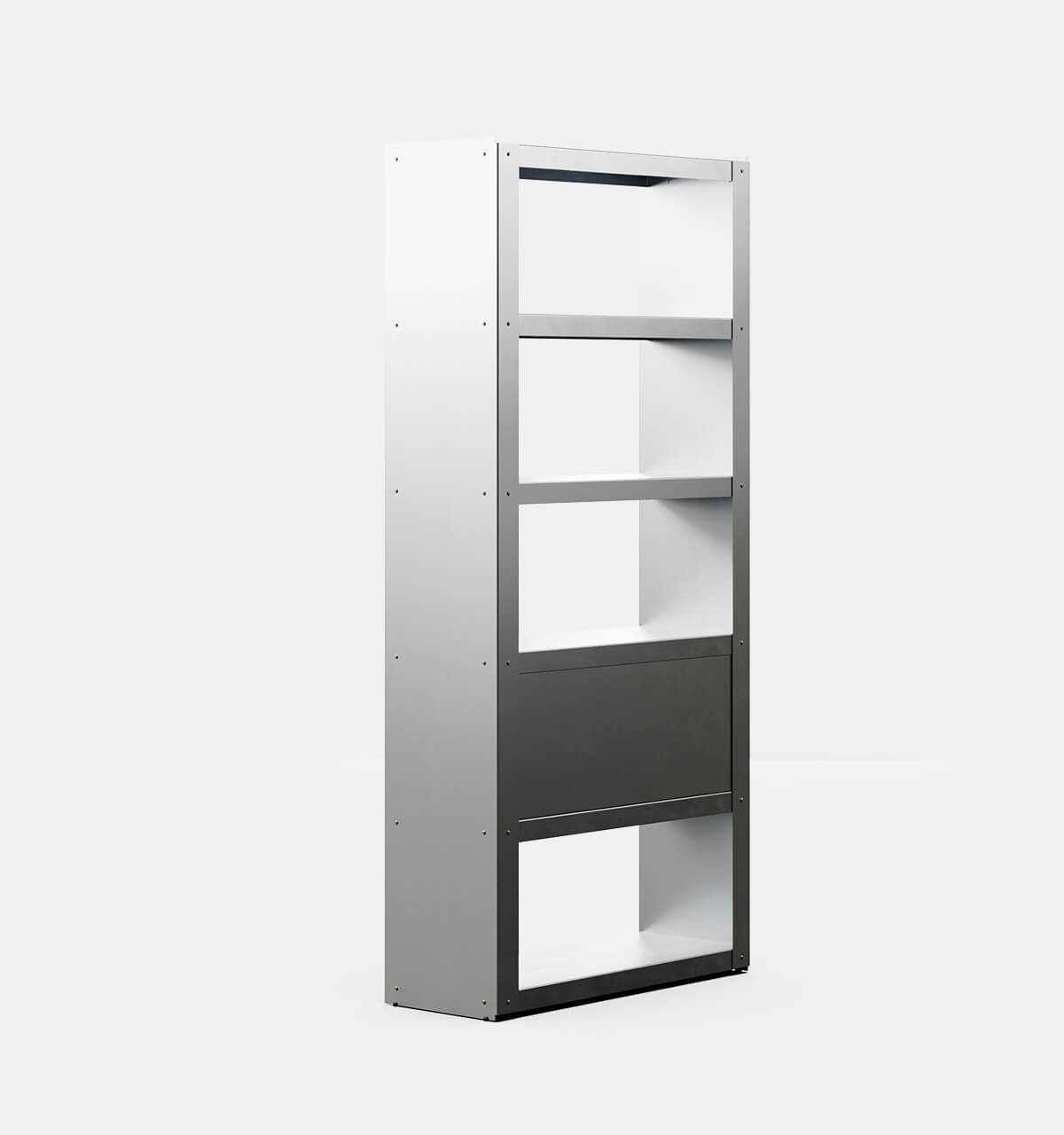 Plié Bookshelf 2 Doors Brushed Aluminium / 90 cm / 35 in