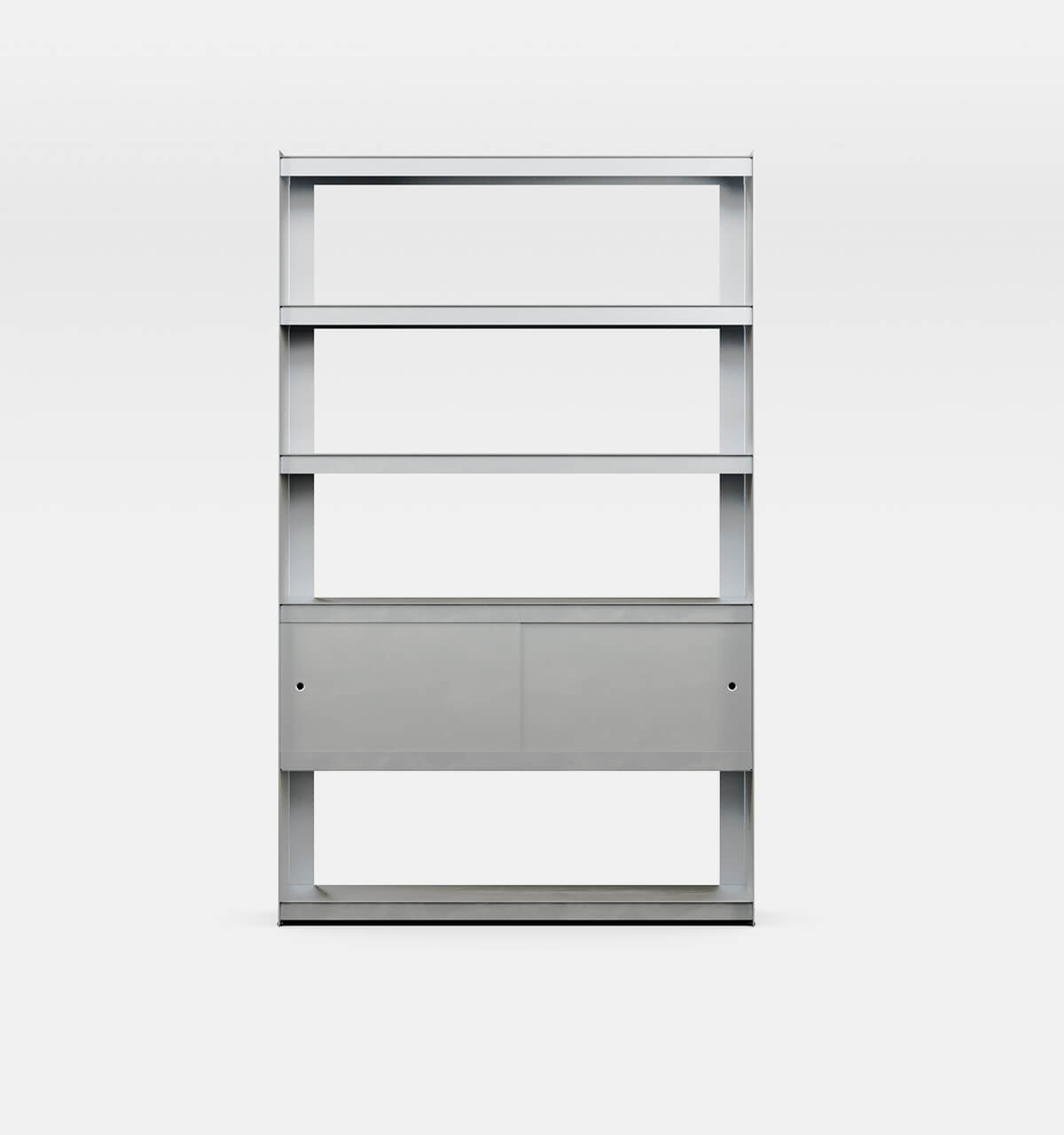Plié Bookshelf 2 Doors Brushed Aluminium / 120 cm / 47 in