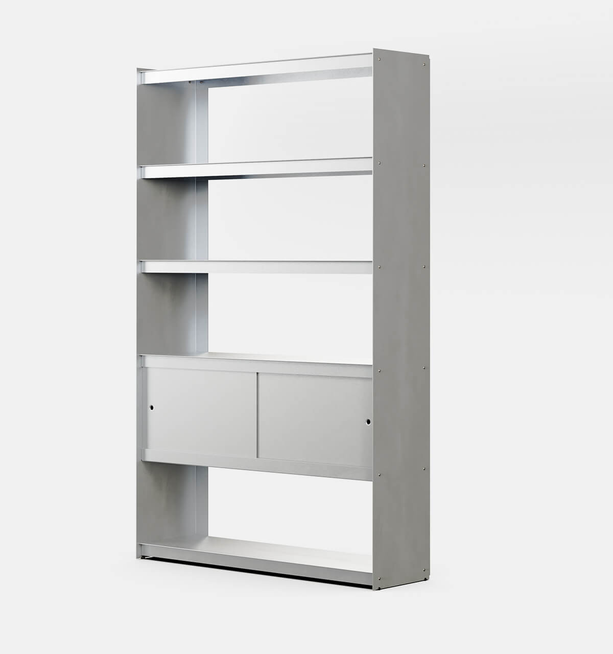 Plié Bookshelf 2 Doors Brushed Aluminium / 120 cm / 47 in