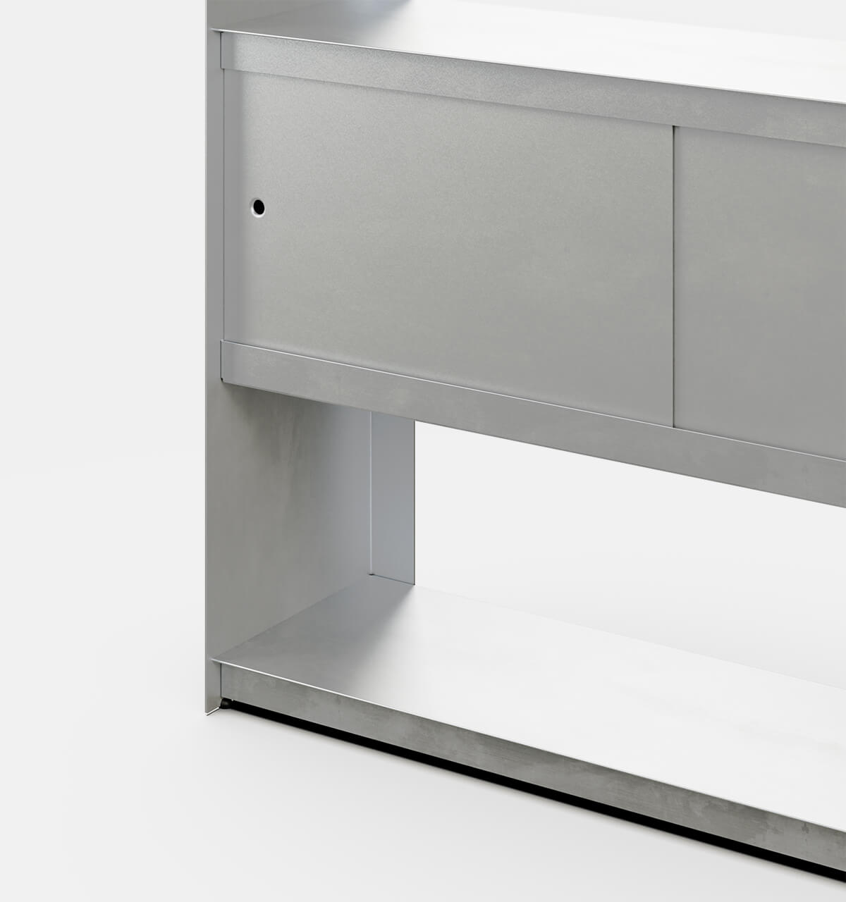 Plié Bookshelf 2 Doors Brushed Aluminium / 120 cm / 47 in