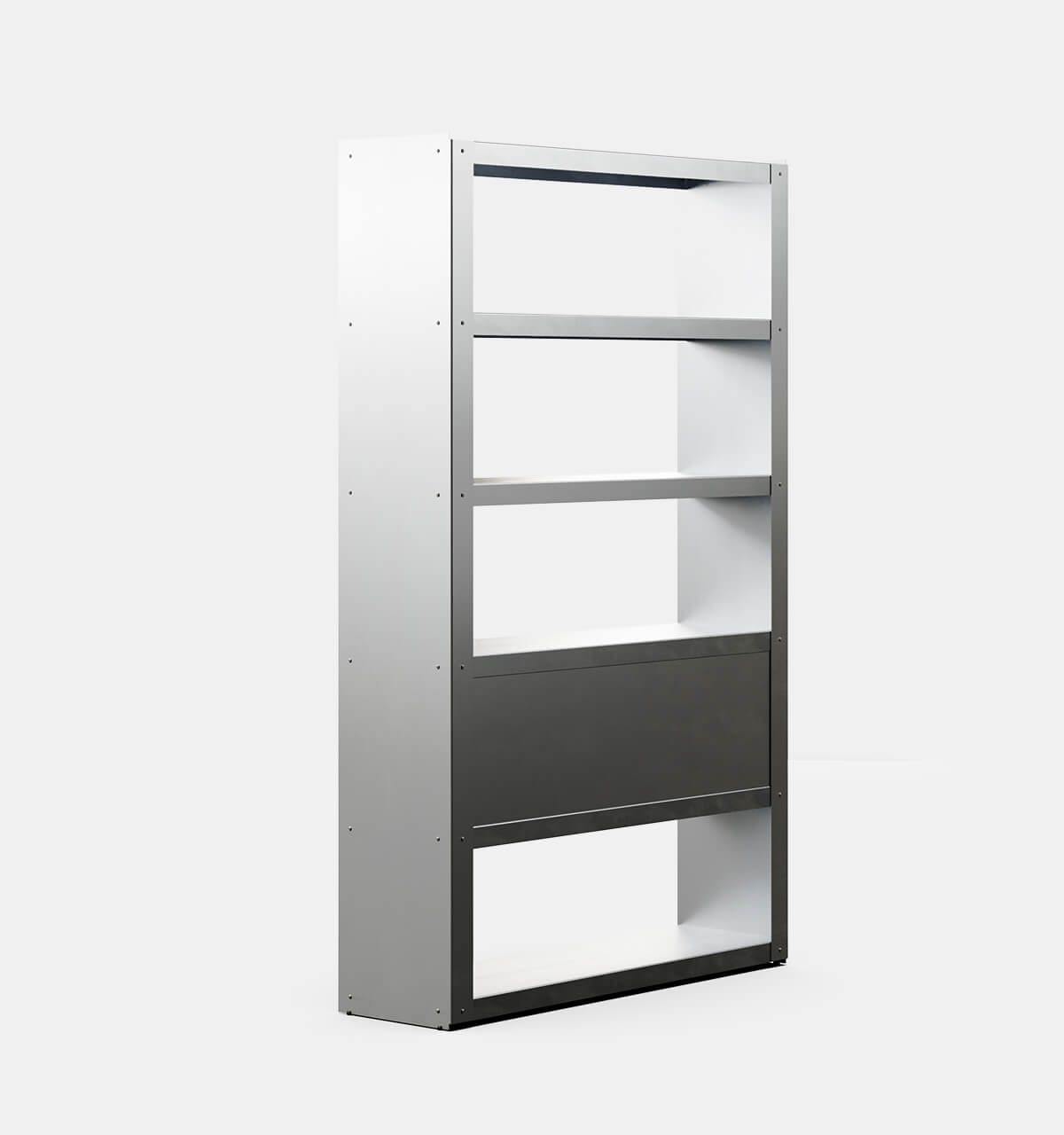 Plié Bookshelf 2 Doors Brushed Aluminium / 120 cm / 47 in