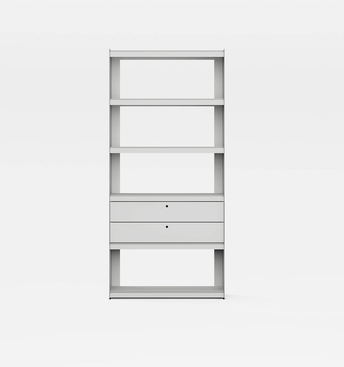 Plié Bookshelf 2 Short Drawers Light Grey / 90 cm / 35 in