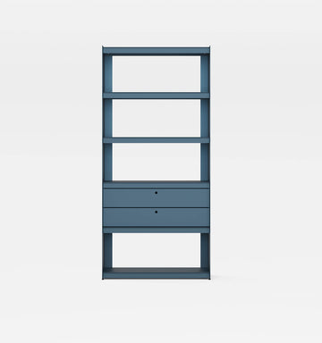 Plié Bookshelf 2 Short Drawers Midnight Blue / 90 cm / 35 in