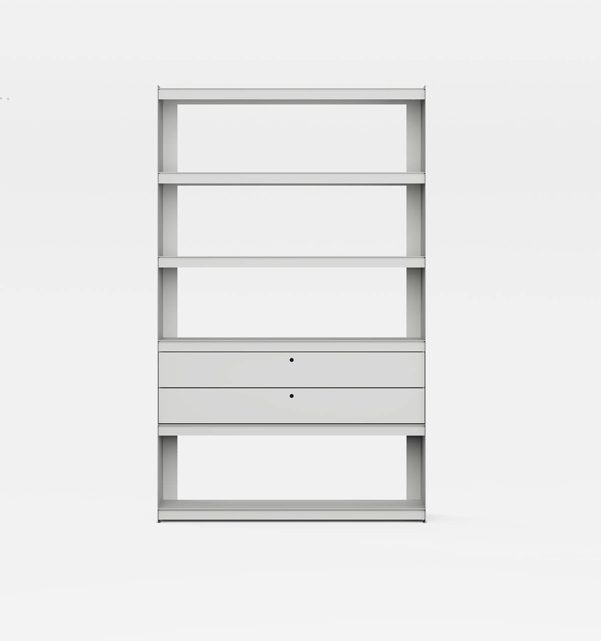 Plié Bookshelf 2 Short Drawers Light Grey / 120 cm / 47 in
