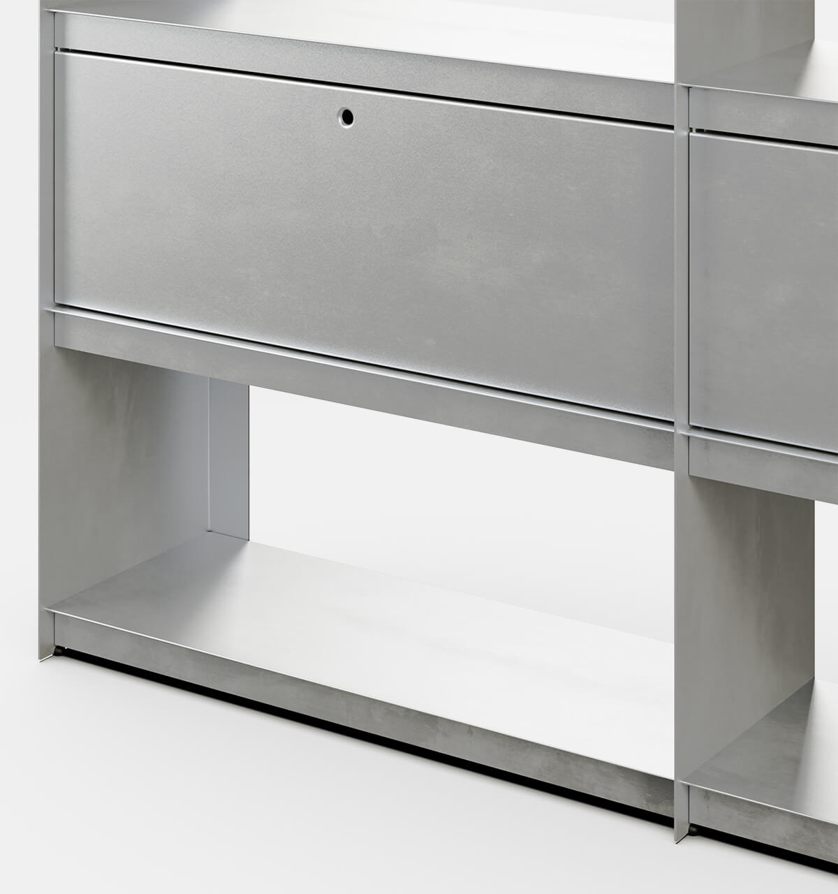Plié Bookshelf Extension 2 Tall Drawers Brushed Aluminium / 180 cm / 70 in