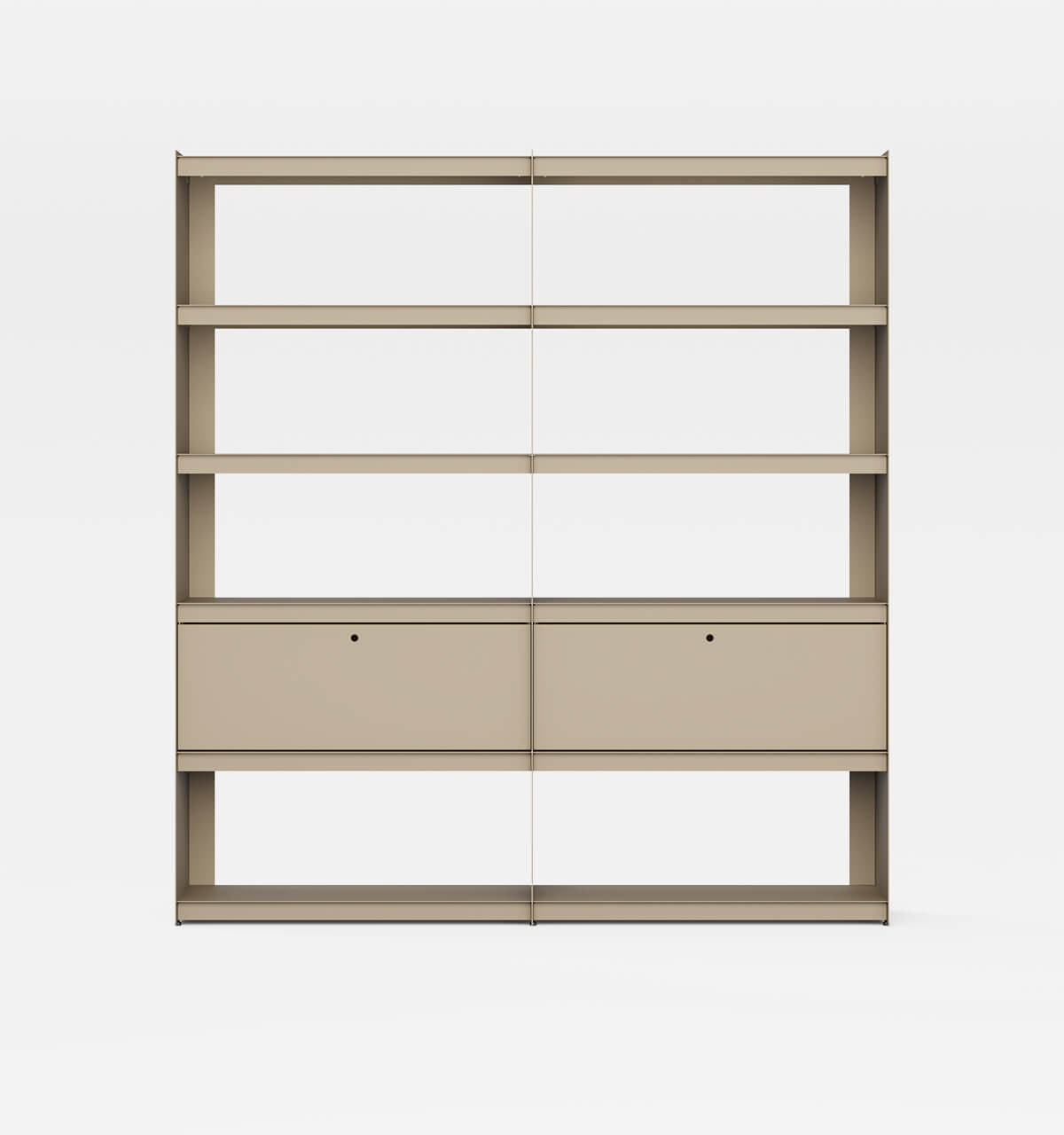 Plié Bookshelf Extension 2 Tall Drawers Beige / 180 cm / 70 in