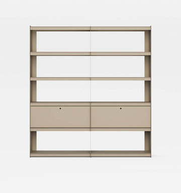 Plié Bookshelf Extension 2 Tall Drawers Beige / 180 cm / 70 in