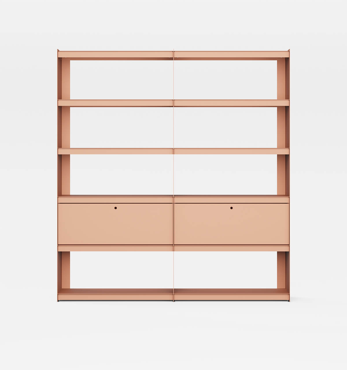 Plié Bookshelf Extension 2 Tall Drawers Coral / 180 cm / 70 in