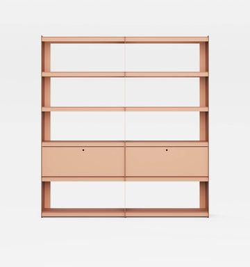 Plié Bookshelf Extension 2 Tall Drawers Coral / 180 cm / 70 in