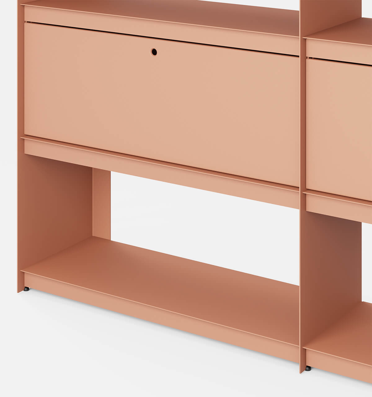Plié Bookshelf Extension 2 Tall Drawers Coral / 180 cm / 70 in