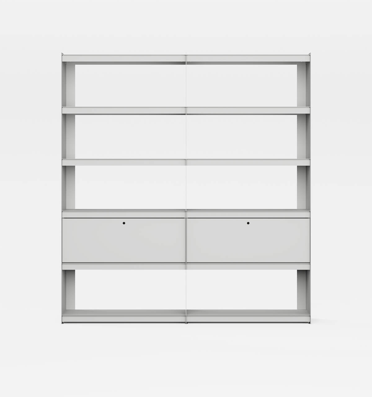 Plié Bookshelf Extension 2 Tall Drawers Light Grey / 180 cm / 70 in