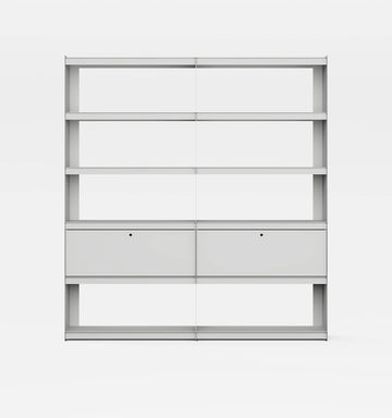 Plié Bookshelf Extension 2 Tall Drawers Light Grey / 180 cm / 70 in