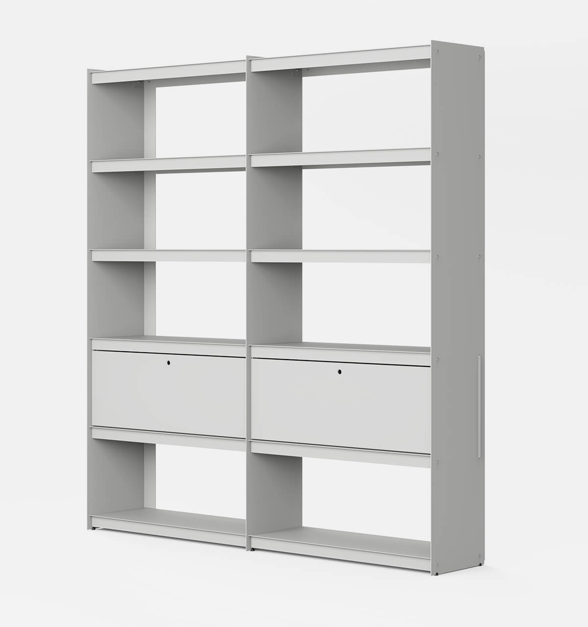 Plié Bookshelf Extension 2 Tall Drawers Light Grey / 180 cm / 70 in