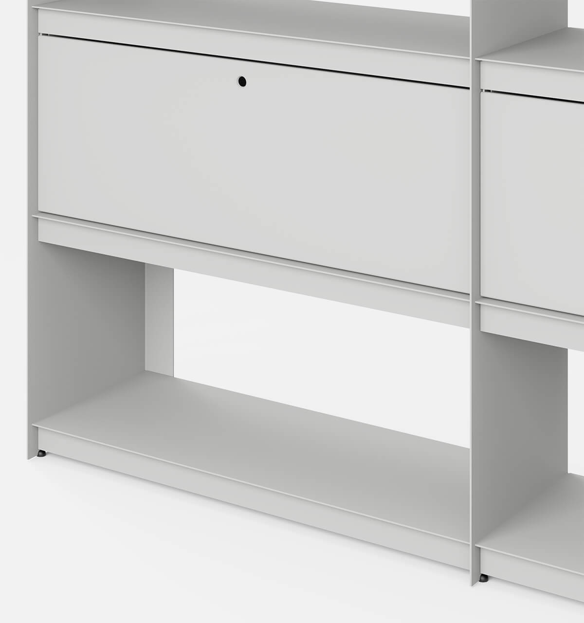 Plié Bookshelf Extension 2 Tall Drawers Light Grey / 180 cm / 70 in