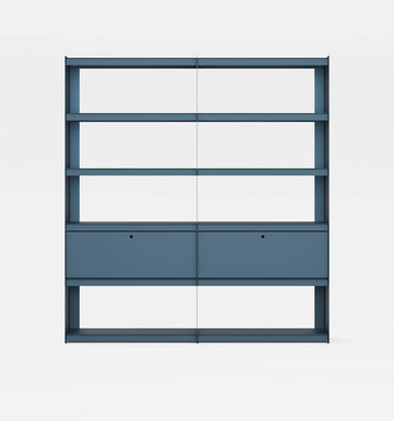 Plié Bookshelf Extension 2 Tall Drawers Midnight Blue / 180 cm / 70 in