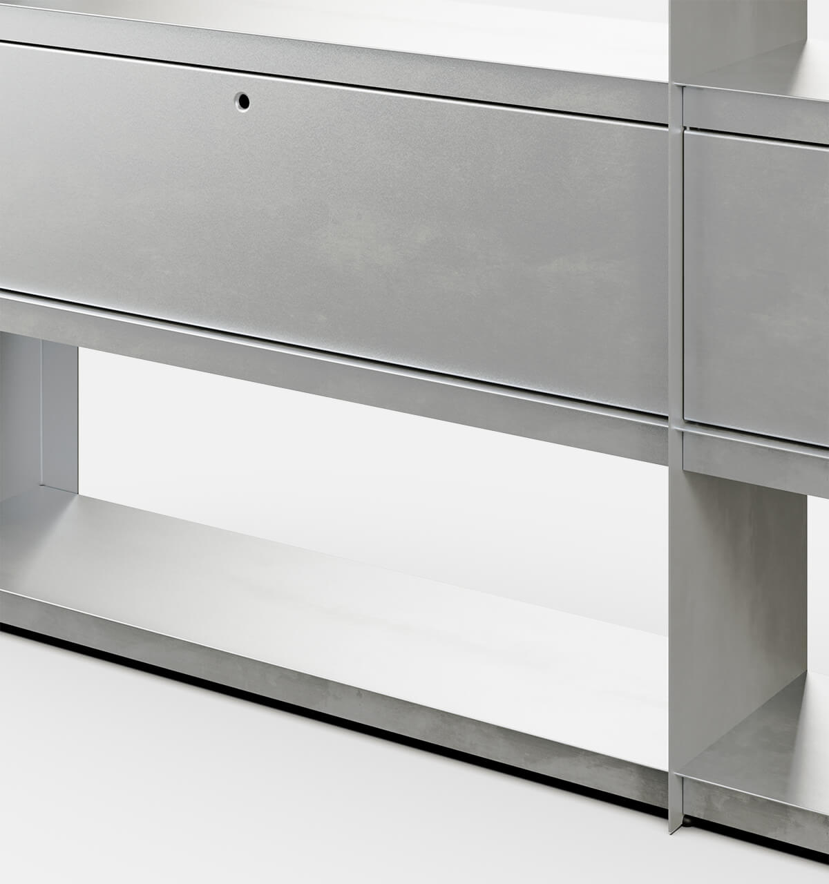 Plié Bookshelf Extension 2 Tall Drawers Brushed Aluminium / 240 cm / 94 in