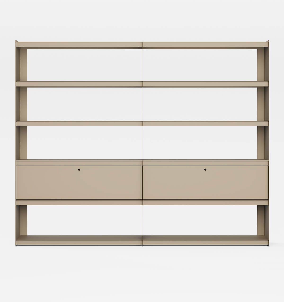 Plié Bookshelf Extension 2 Tall Drawers Beige / 240 cm / 94 in