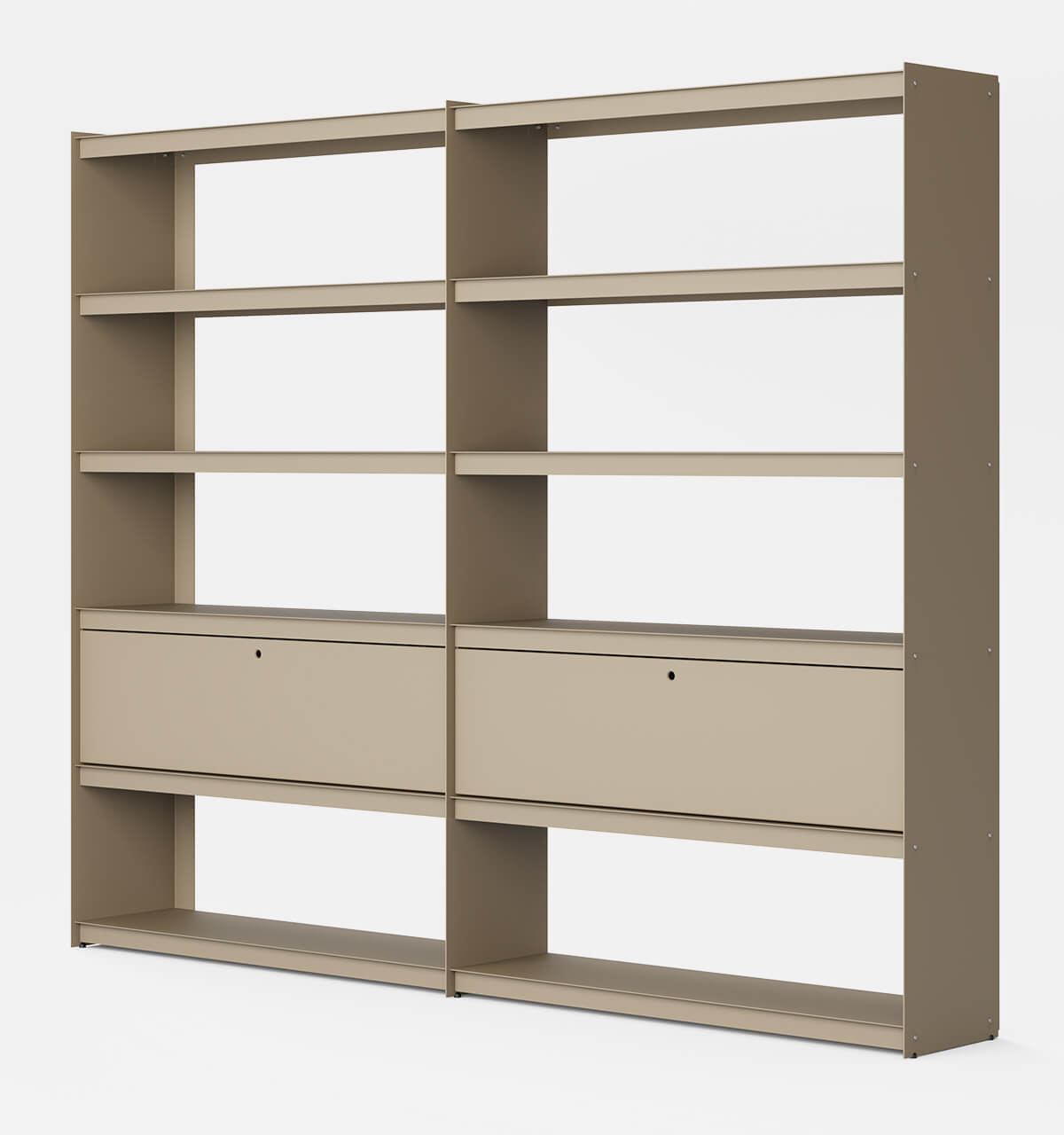 Plié Bookshelf Extension 2 Tall Drawers Beige / 240 cm / 94 in
