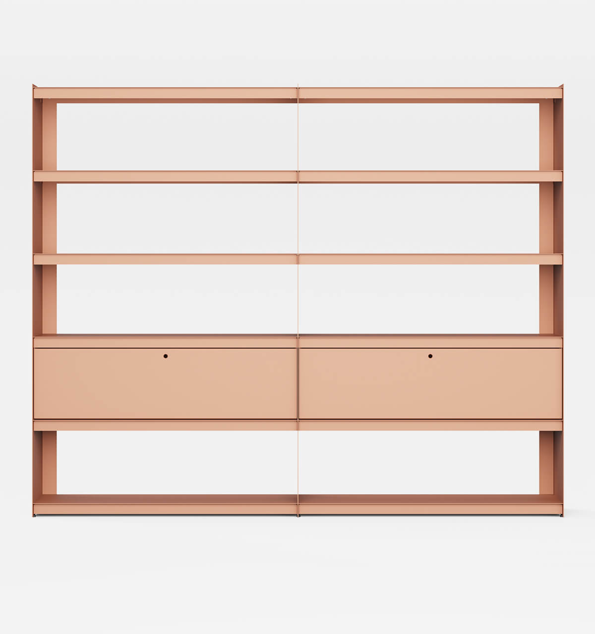 Plié Bookshelf Extension 2 Tall Drawers Coral / 240 cm / 94 in