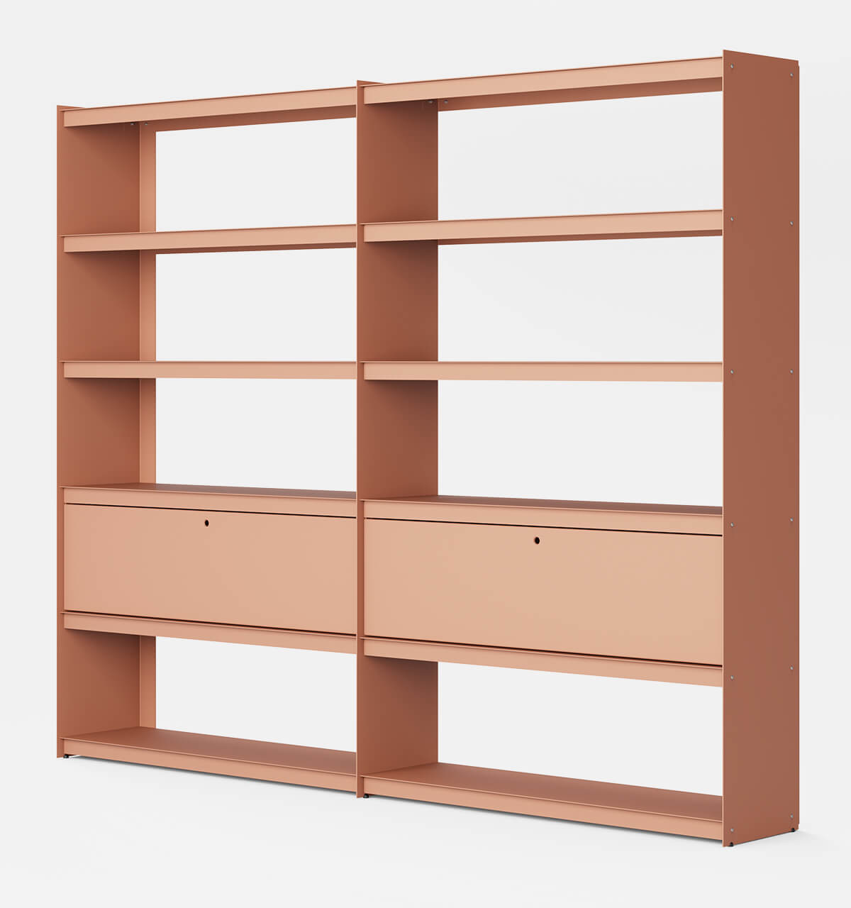 Plié Bookshelf Extension 2 Tall Drawers Coral / 240 cm / 94 in