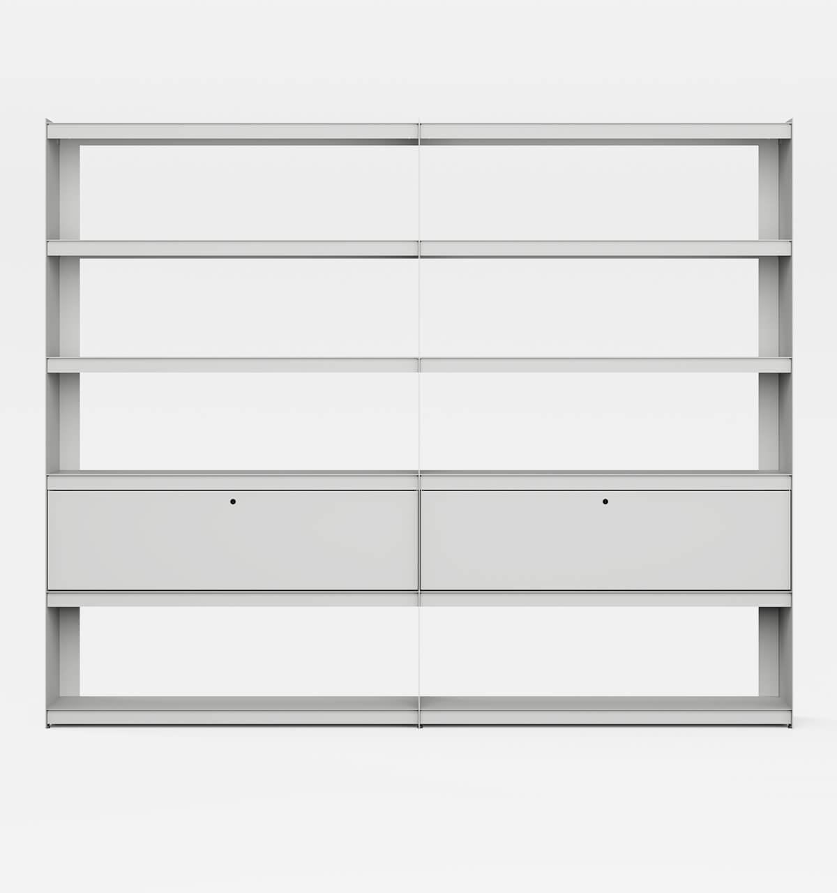 Plié Bookshelf Extension 2 Tall Drawers Light Grey / 240 cm / 94 in