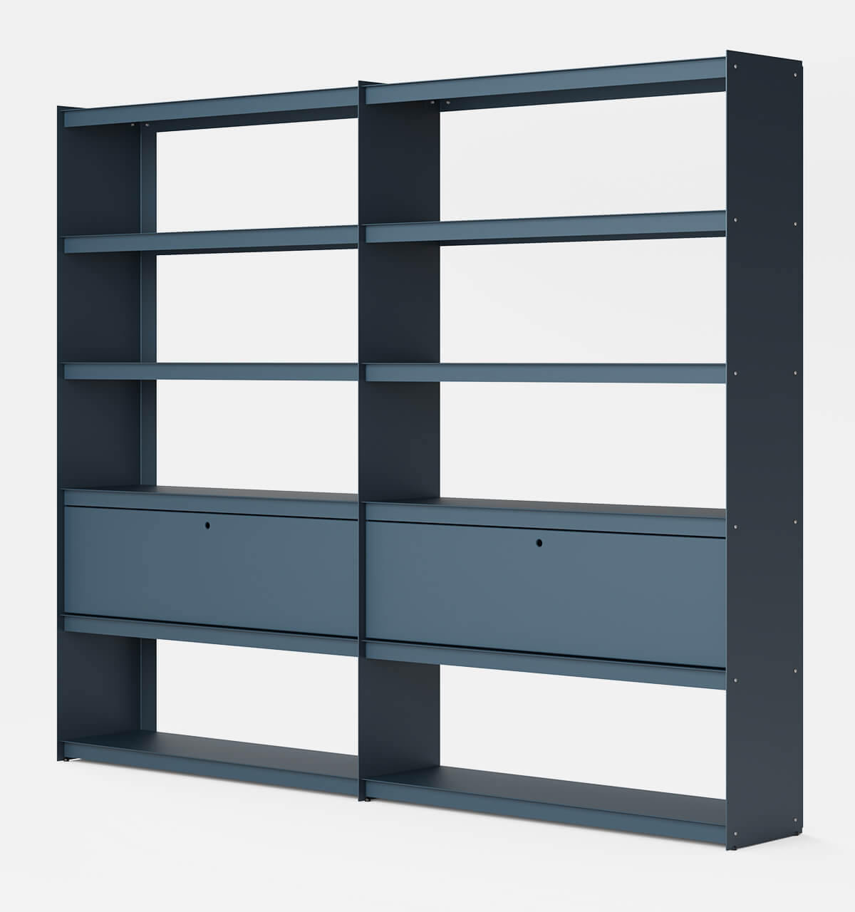Plié Bookshelf Extension 2 Tall Drawers Midnight Blue / 240 cm / 94 in