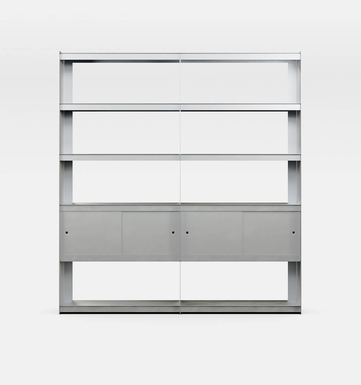 Plié Bookshelf Extension 4 Doors Brushed Aluminium / 180 cm / 70 in