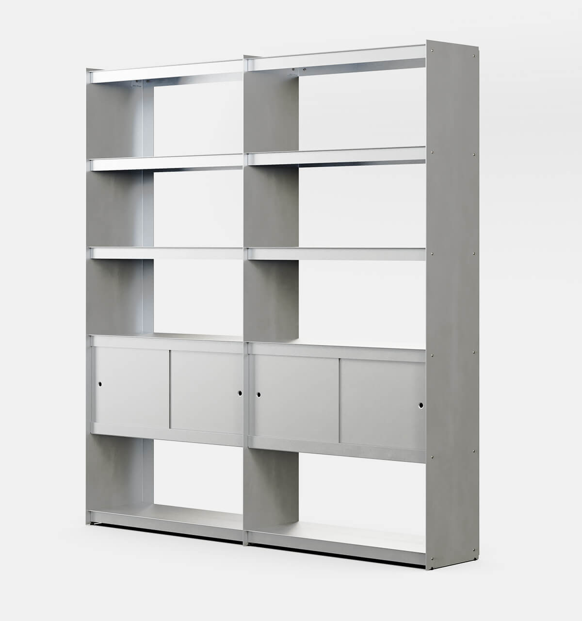 Plié Bookshelf Extension 4 Doors Brushed Aluminium / 180 cm / 70 in
