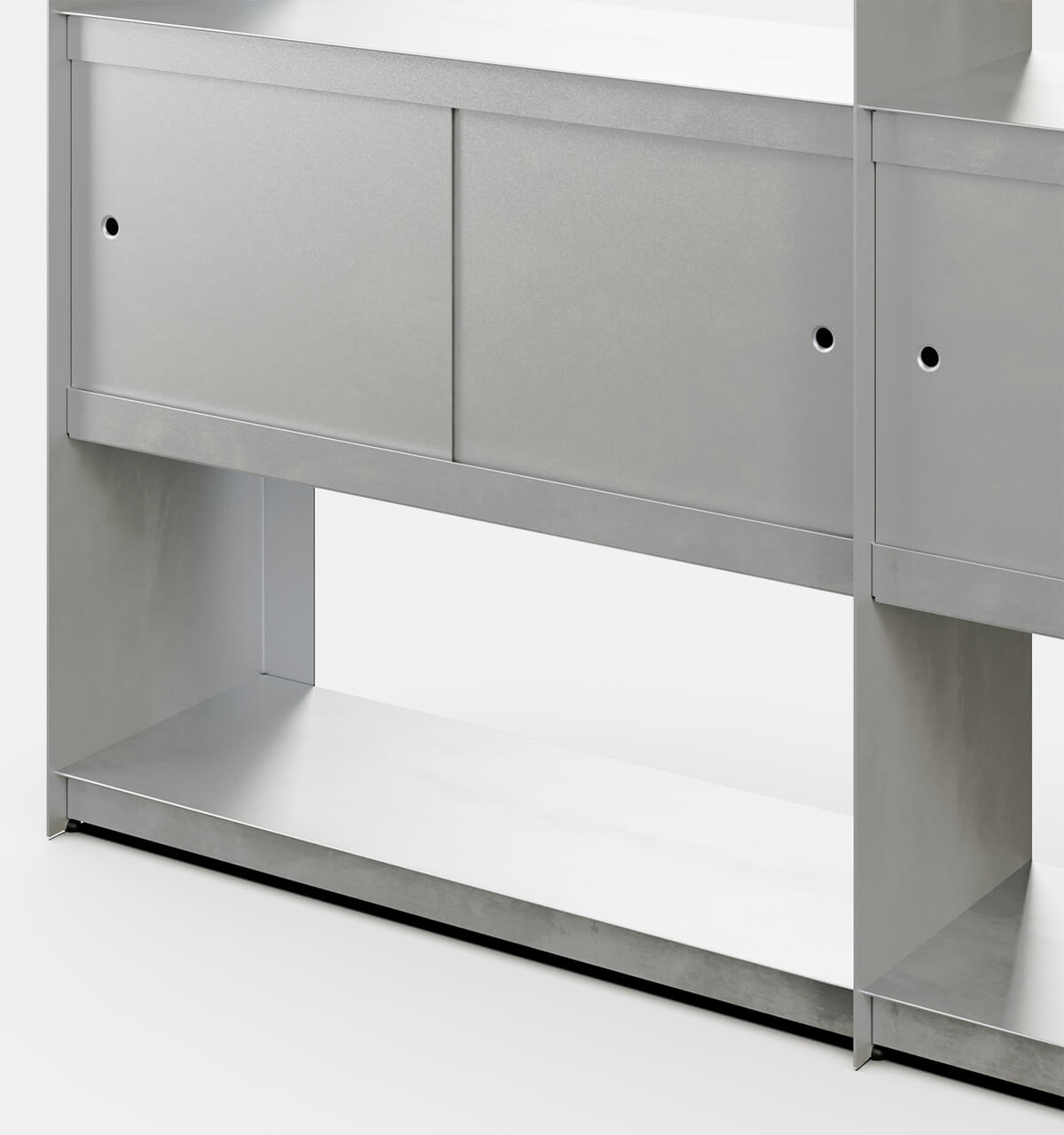 Plié Bookshelf Extension 4 Doors Brushed Aluminium / 180 cm / 70 in