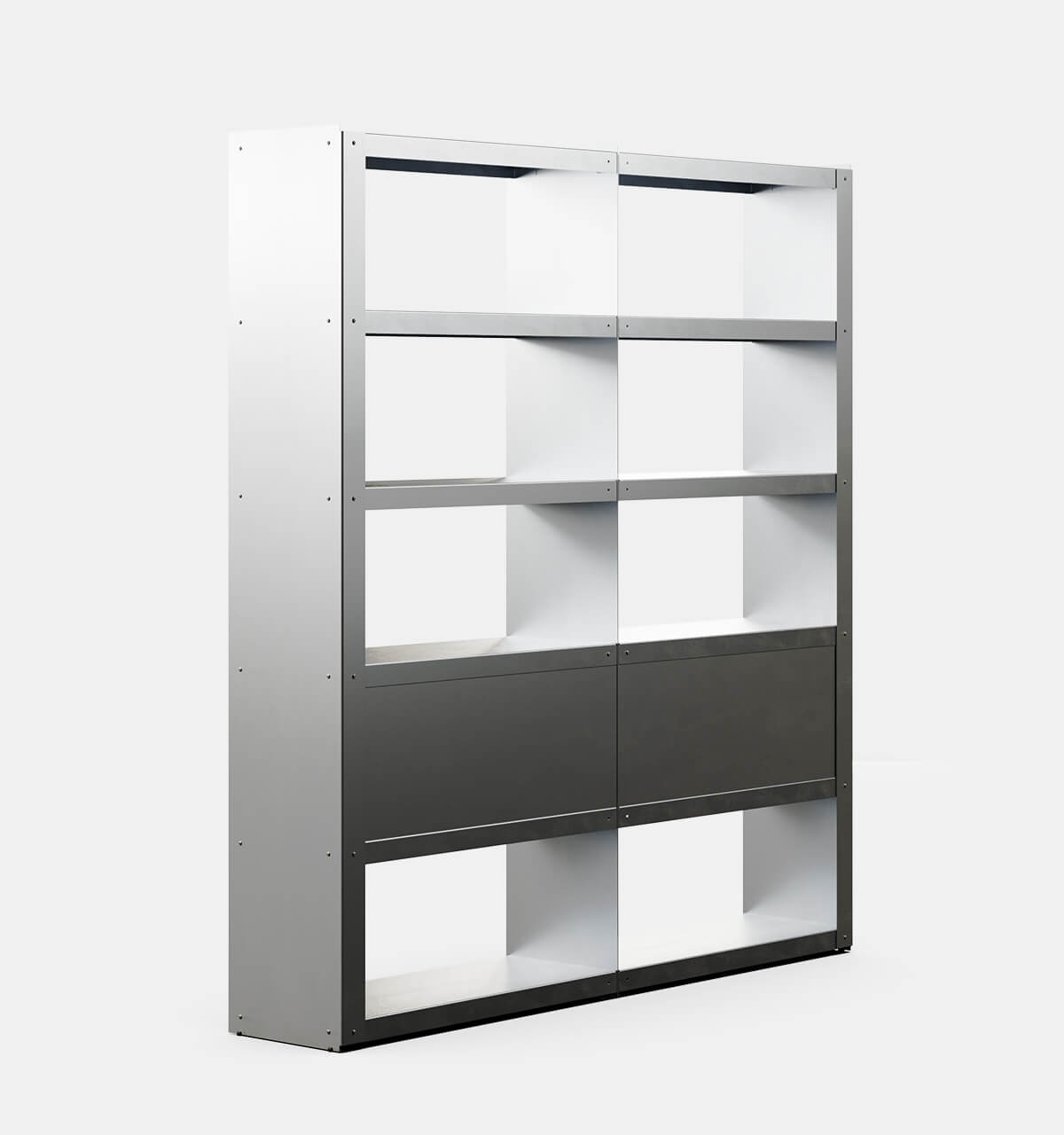 Plié Bookshelf Extension 4 Doors Brushed Aluminium / 180 cm / 70 in