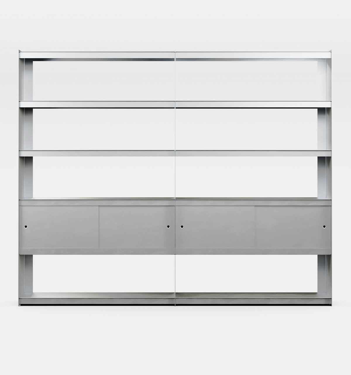 Plié Bookshelf Extension 4 Doors Brushed Aluminium / 240 cm / 94 in