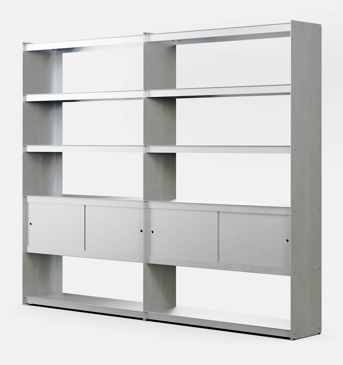 Plié Bookshelf Extension 4 Doors Brushed Aluminium / 240 cm / 94 in