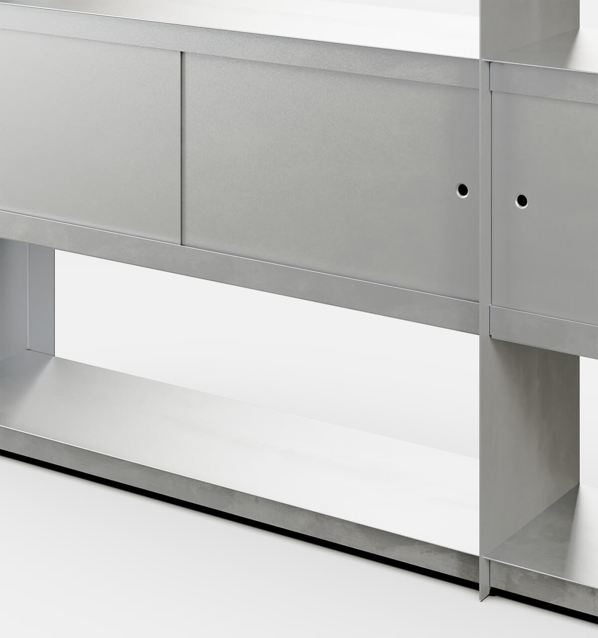 Plié Bookshelf Extension 4 Doors Brushed Aluminium / 240 cm / 94 in