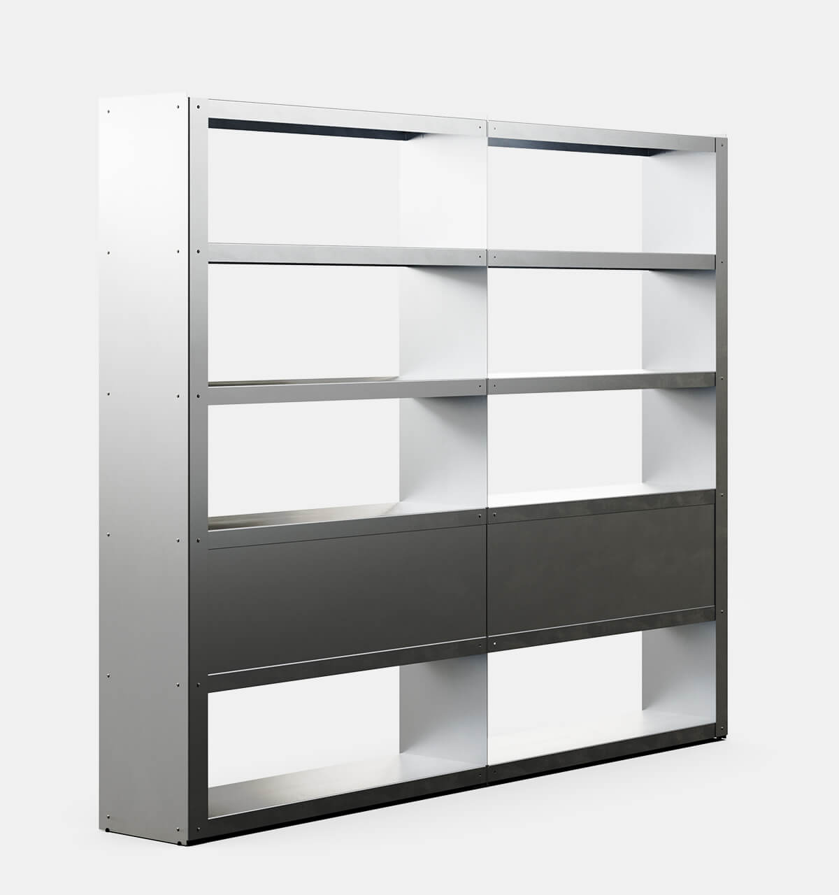 Plié Bookshelf Extension 4 Doors Brushed Aluminium / 240 cm / 94 in