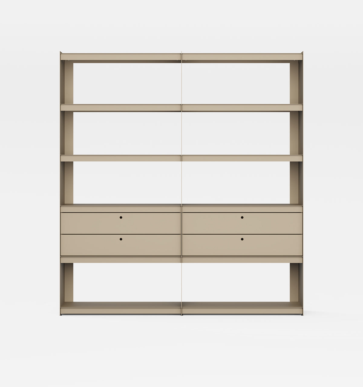 Plié Bookshelf Extension 4 Short Drawers Beige / 180 cm / 70 in