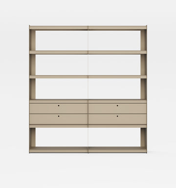 Plié Bookshelf Extension 4 Short Drawers Beige / 180 cm / 70 in