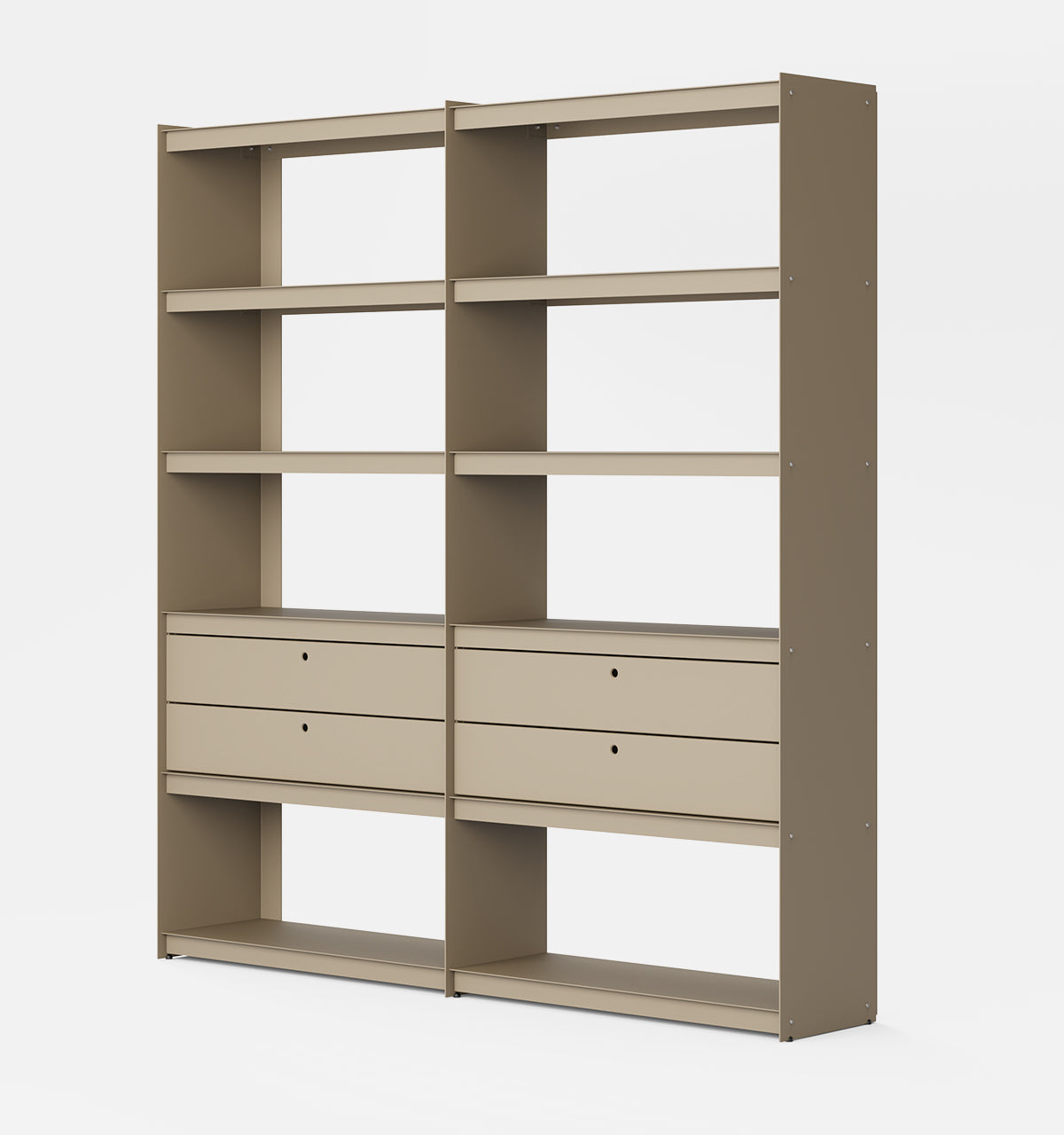 Plié Bookshelf Extension 4 Short Drawers Beige / 180 cm / 70 in