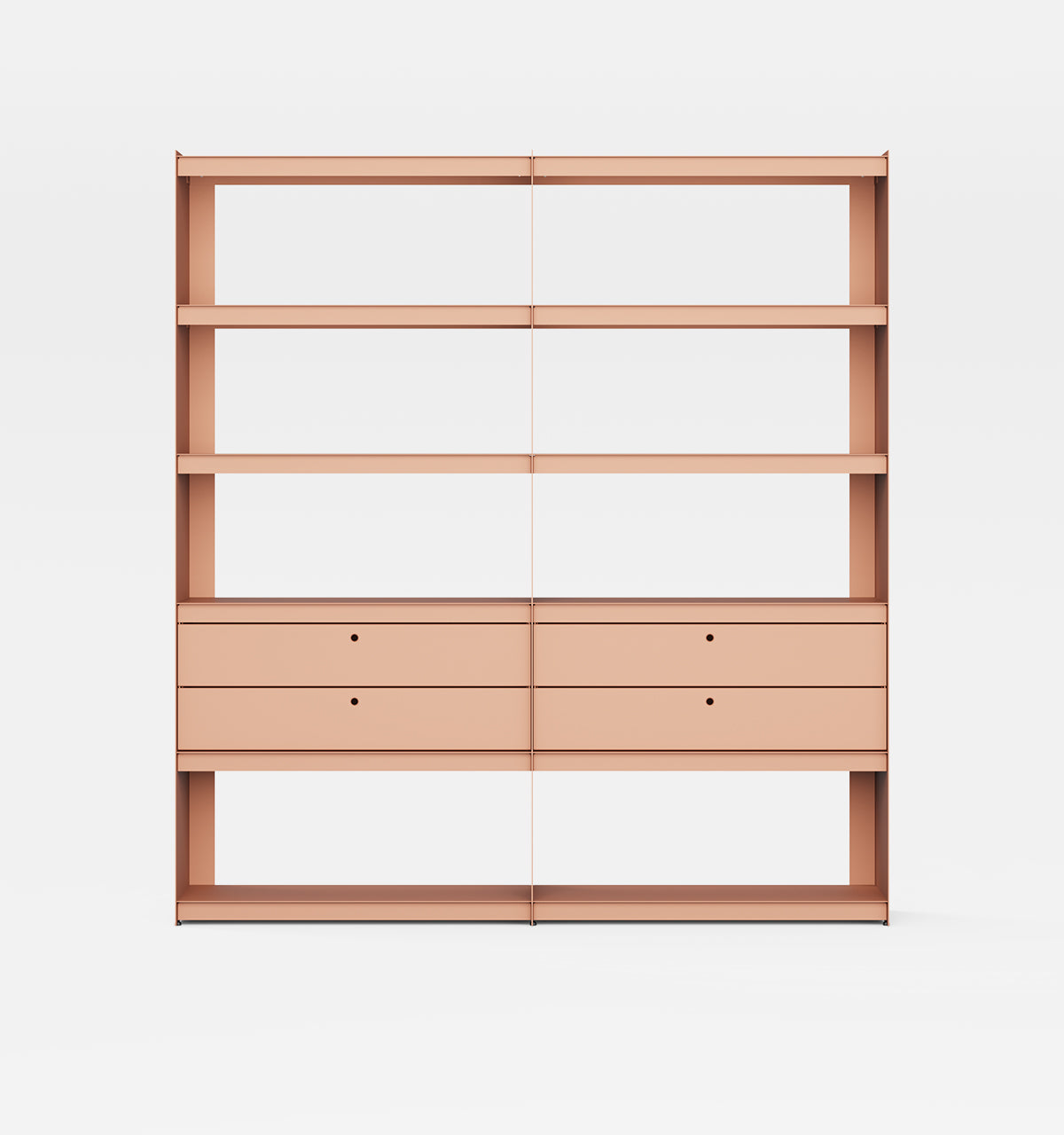 Plié Bookshelf Extension 4 Short Drawers Coral / 180 cm / 70 in