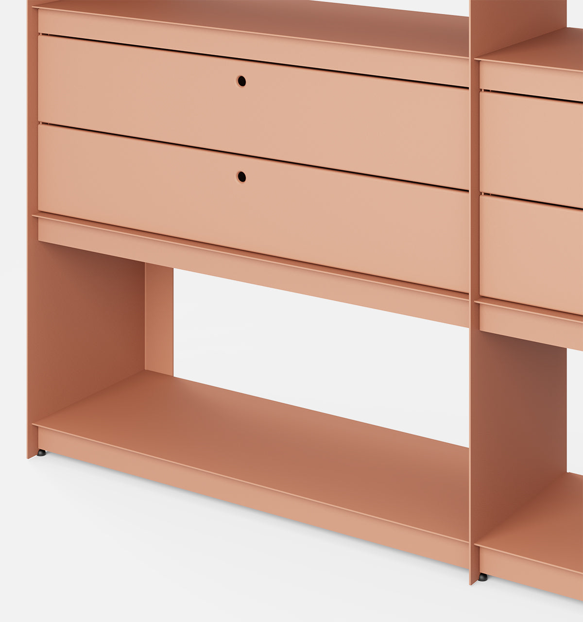 Plié Bookshelf Extension 4 Short Drawers Coral / 180 cm / 70 in