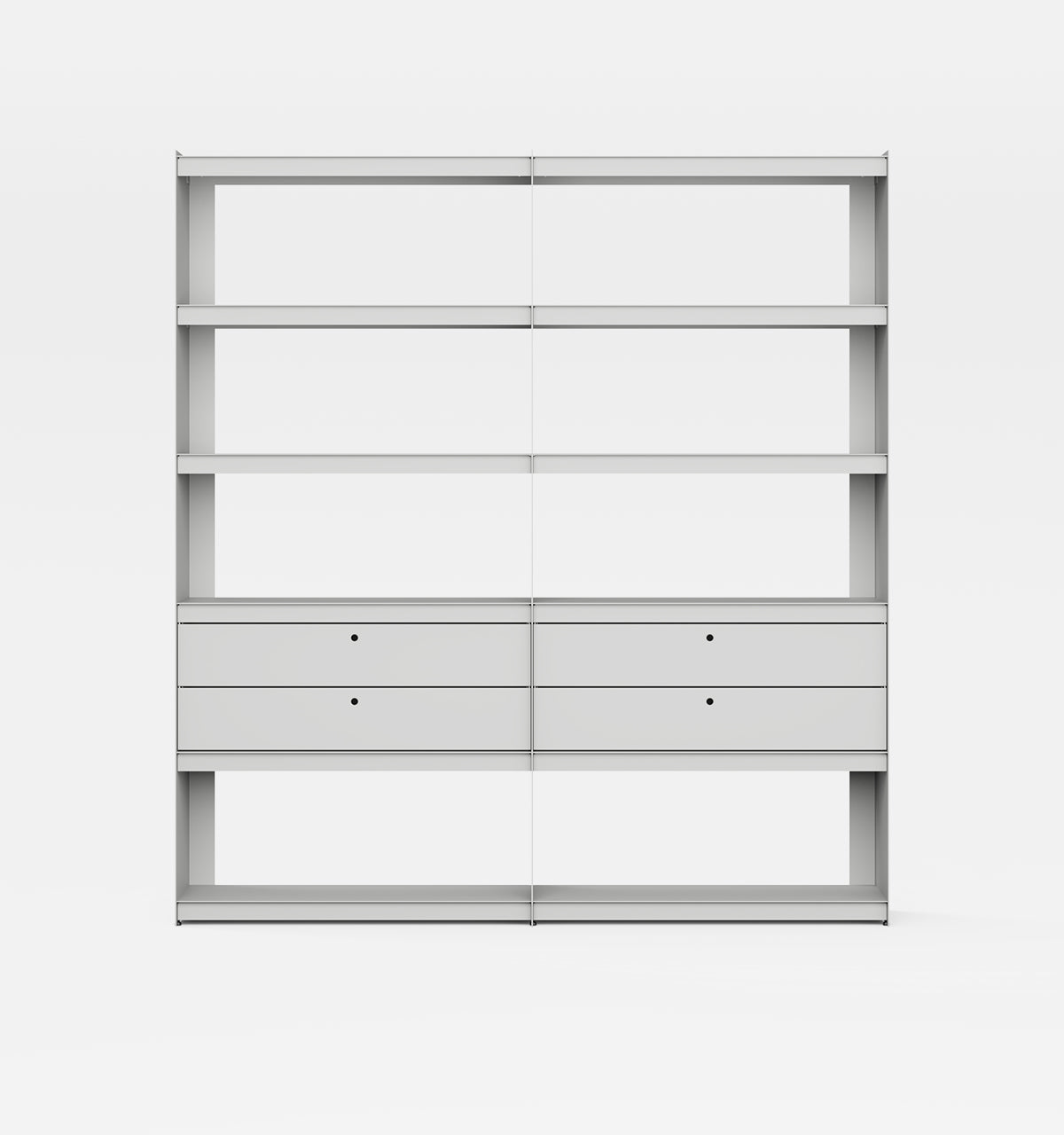Plié Bookshelf Extension 4 Short Drawers Light Grey / 180 cm / 70 in