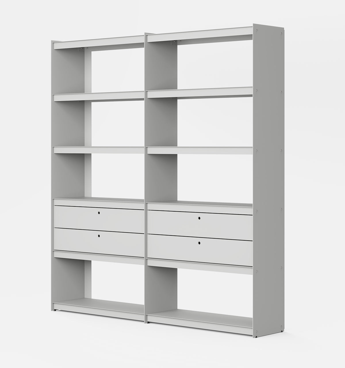 Plié Bookshelf Extension 4 Short Drawers Light Grey / 180 cm / 70 in
