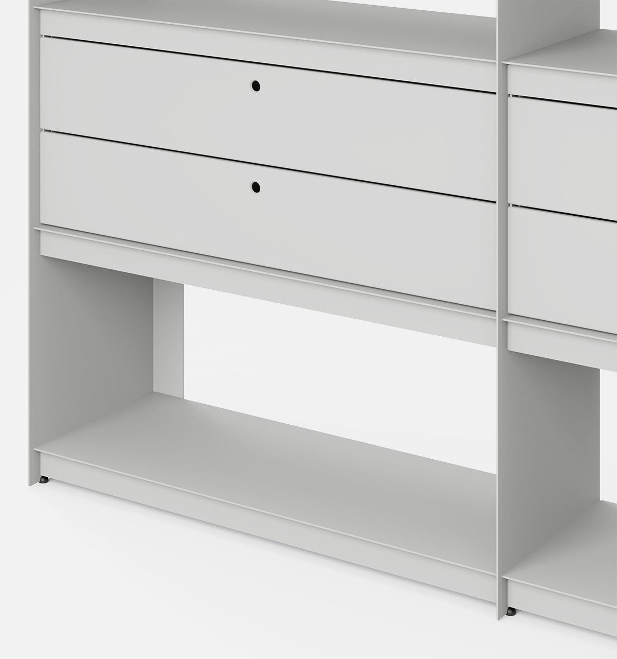 Plié Bookshelf Extension 4 Short Drawers Light Grey / 180 cm / 70 in