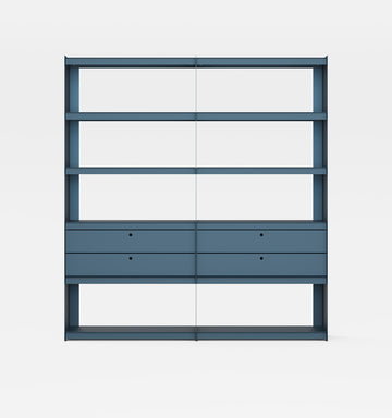 Plié Bookshelf Extension 4 Short Drawers Midnight Blue / 180 cm / 70 in